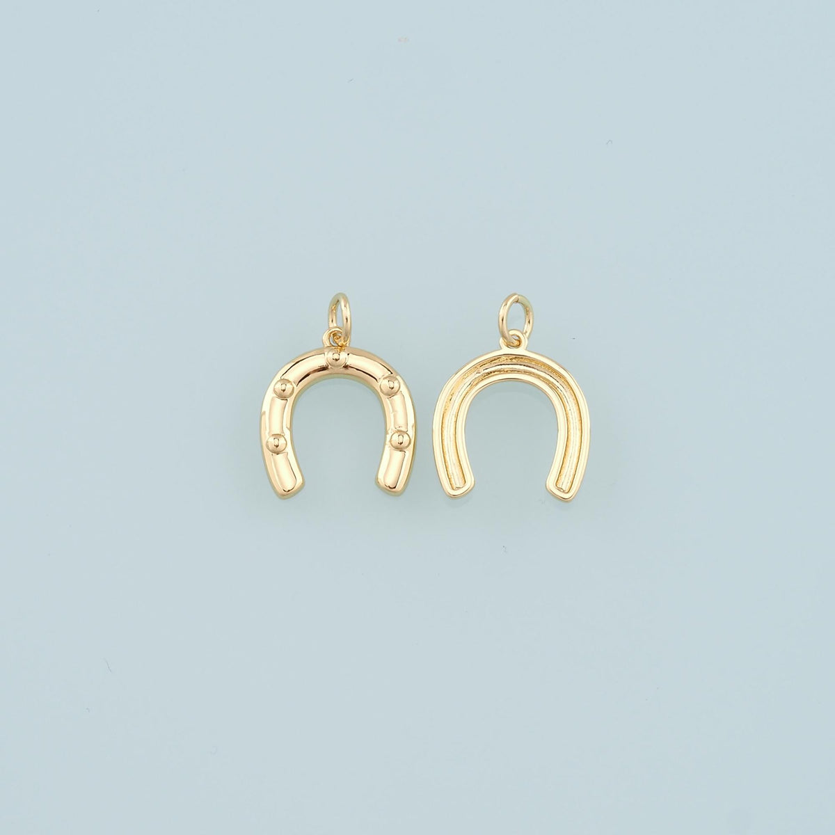 18K Gold Filled Horseshoe Pendant,Dainty Horseshoe Charm Bracelet Necklace for DIY Jewelry Making Supply