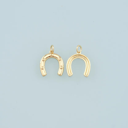 18K Gold Filled Horseshoe Pendant,Dainty Horseshoe Charm Bracelet Necklace for DIY Jewelry Making Supply