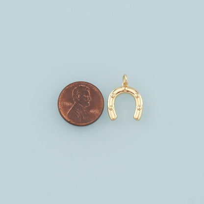 18K Gold Filled Horseshoe Pendant,Dainty Horseshoe Charm Bracelet Necklace for DIY Jewelry Making Supply