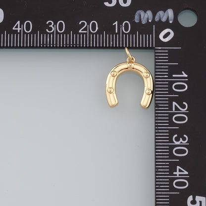 18K Gold Filled Horseshoe Pendant,Dainty Horseshoe Charm Bracelet Necklace for DIY Jewelry Making Supply