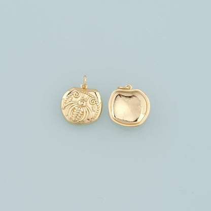 18K Gold Filled Beetle Pendant,Dainty Insect Charm Bracelet Necklace for DIY Jewelry Making Supply