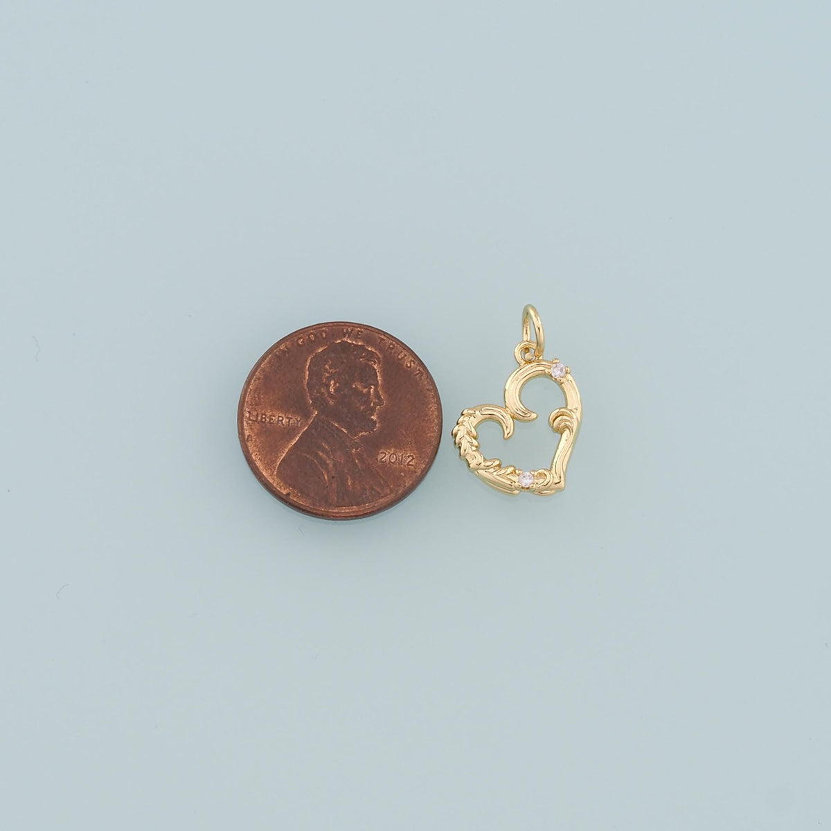 18K Gold Filled Heart Pendant,CZ Micro Pave Heart Charm Bracelet Necklace for DIY Jewelry Making Supply