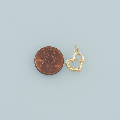 18K Gold Filled Heart Pendant,CZ Micro Pave Heart Charm Bracelet Necklace for DIY Jewelry Making Supply