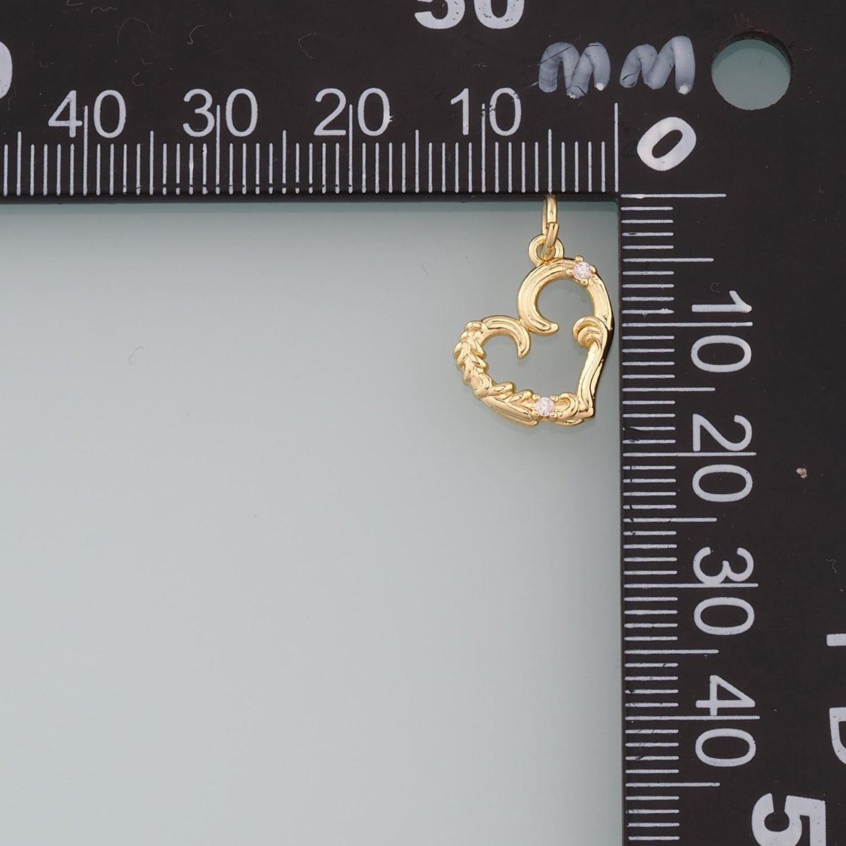18K Gold Filled Heart Pendant,CZ Micro Pave Heart Charm Bracelet Necklace for DIY Jewelry Making Supply