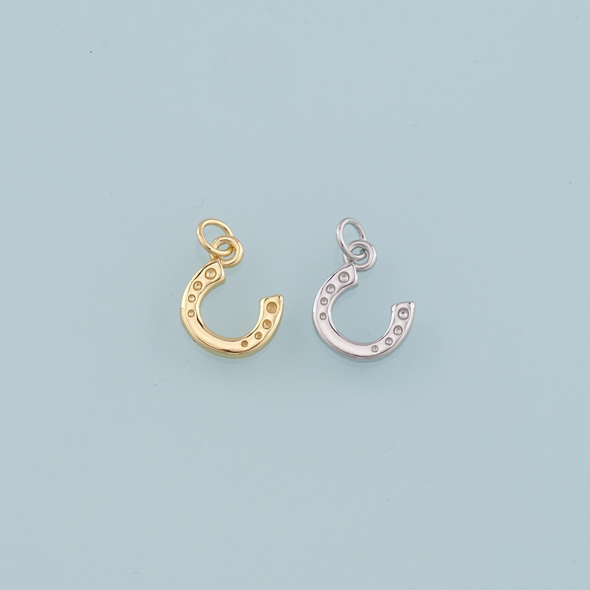 18K Gold Filled Horseshoe Pendant,Dainty Horseshoe Charm Bracelet Necklace for DIY Jewelry Making Supply