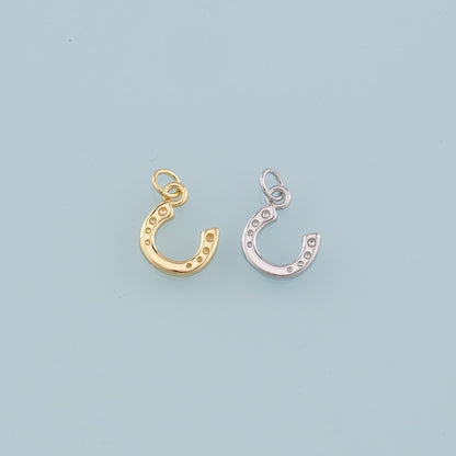 18K Gold Filled Horseshoe Pendant,Dainty Horseshoe Charm Bracelet Necklace for DIY Jewelry Making Supply