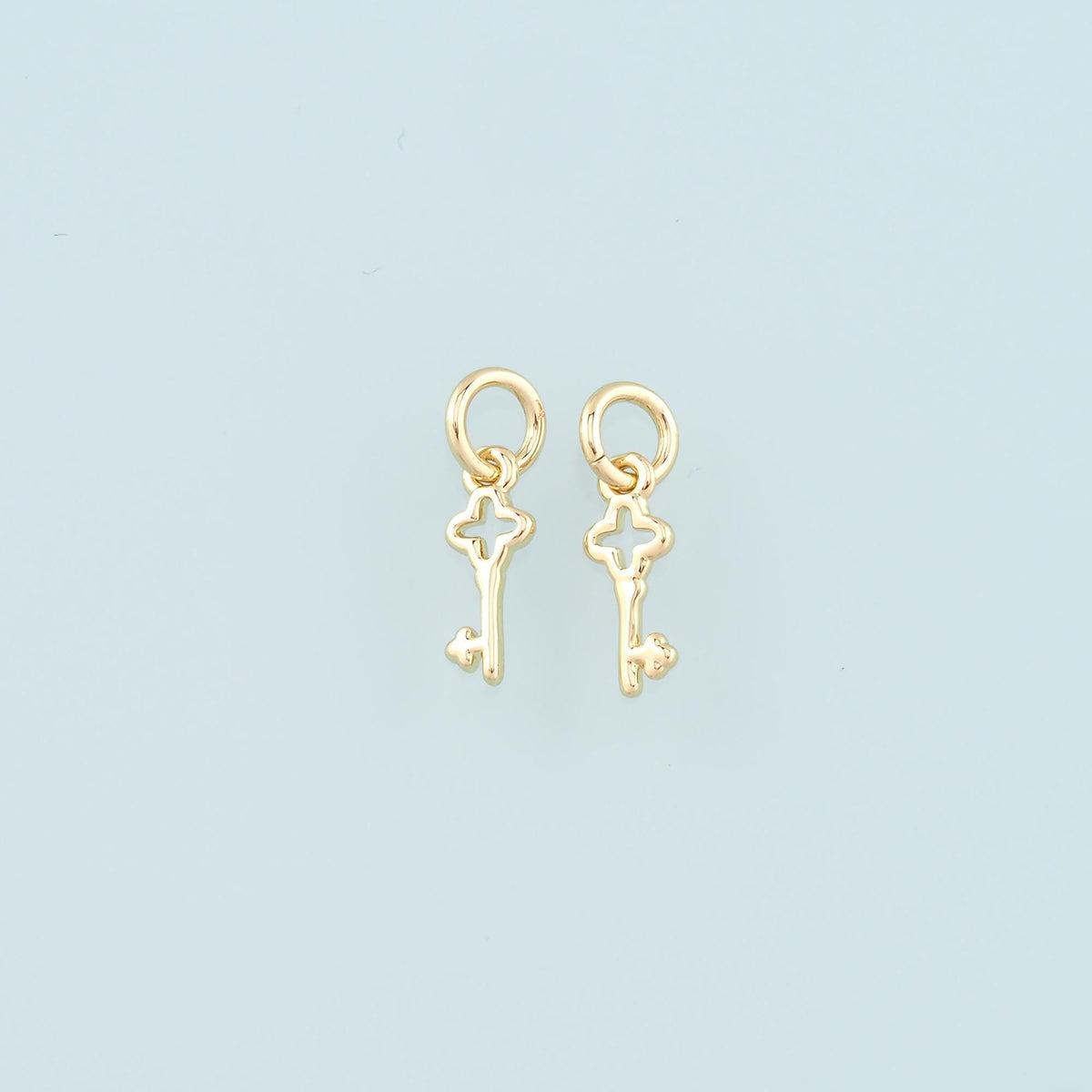 18K Gold Filled Key Pendant,Key Charm Bracelet Necklace for DIY Jewelry Making Supply