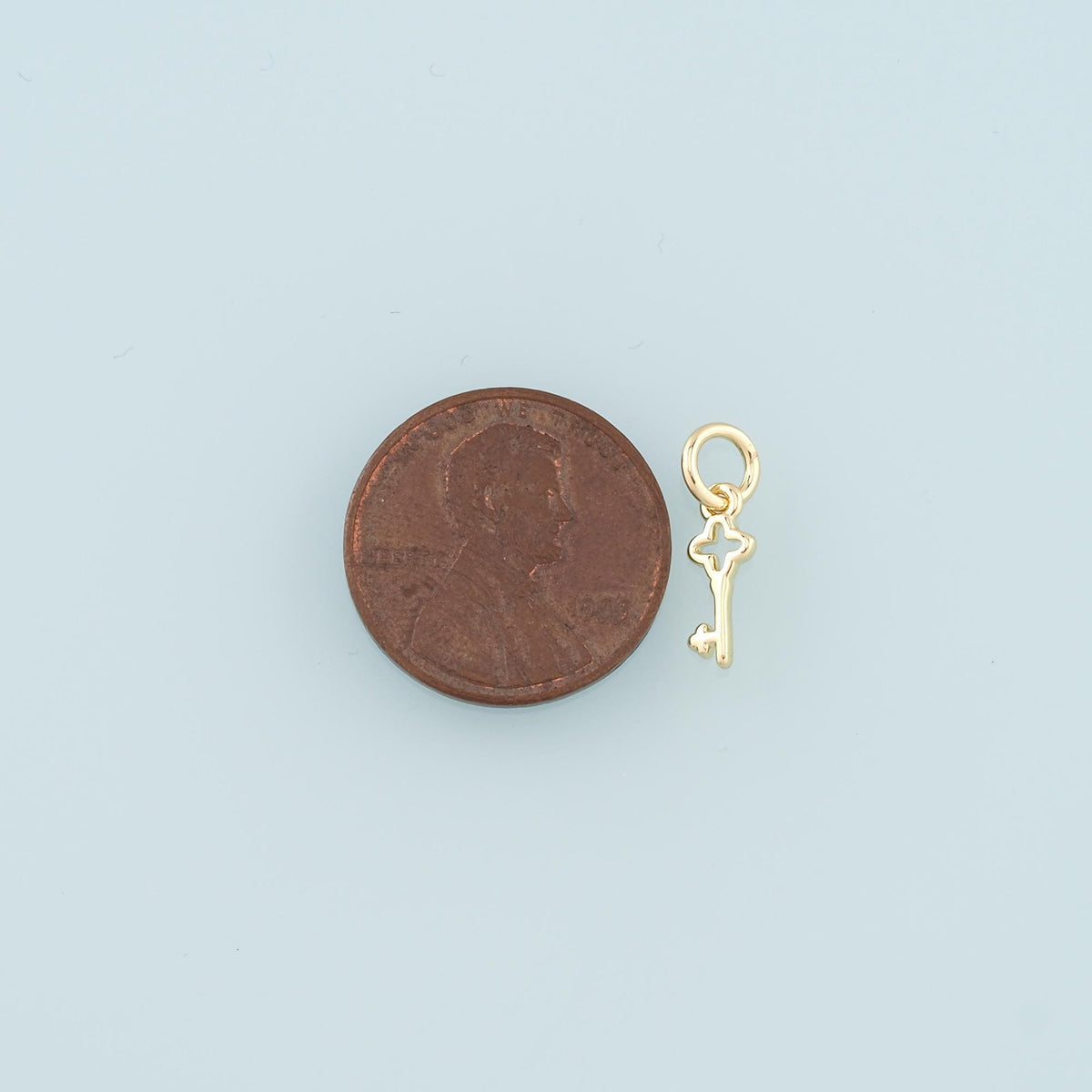 18K Gold Filled Key Pendant,Key Charm Bracelet Necklace for DIY Jewelry Making Supply