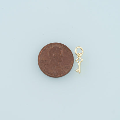 18K Gold Filled Key Pendant,Key Charm Bracelet Necklace for DIY Jewelry Making Supply