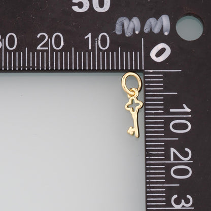 18K Gold Filled Key Pendant,Key Charm Bracelet Necklace for DIY Jewelry Making Supply