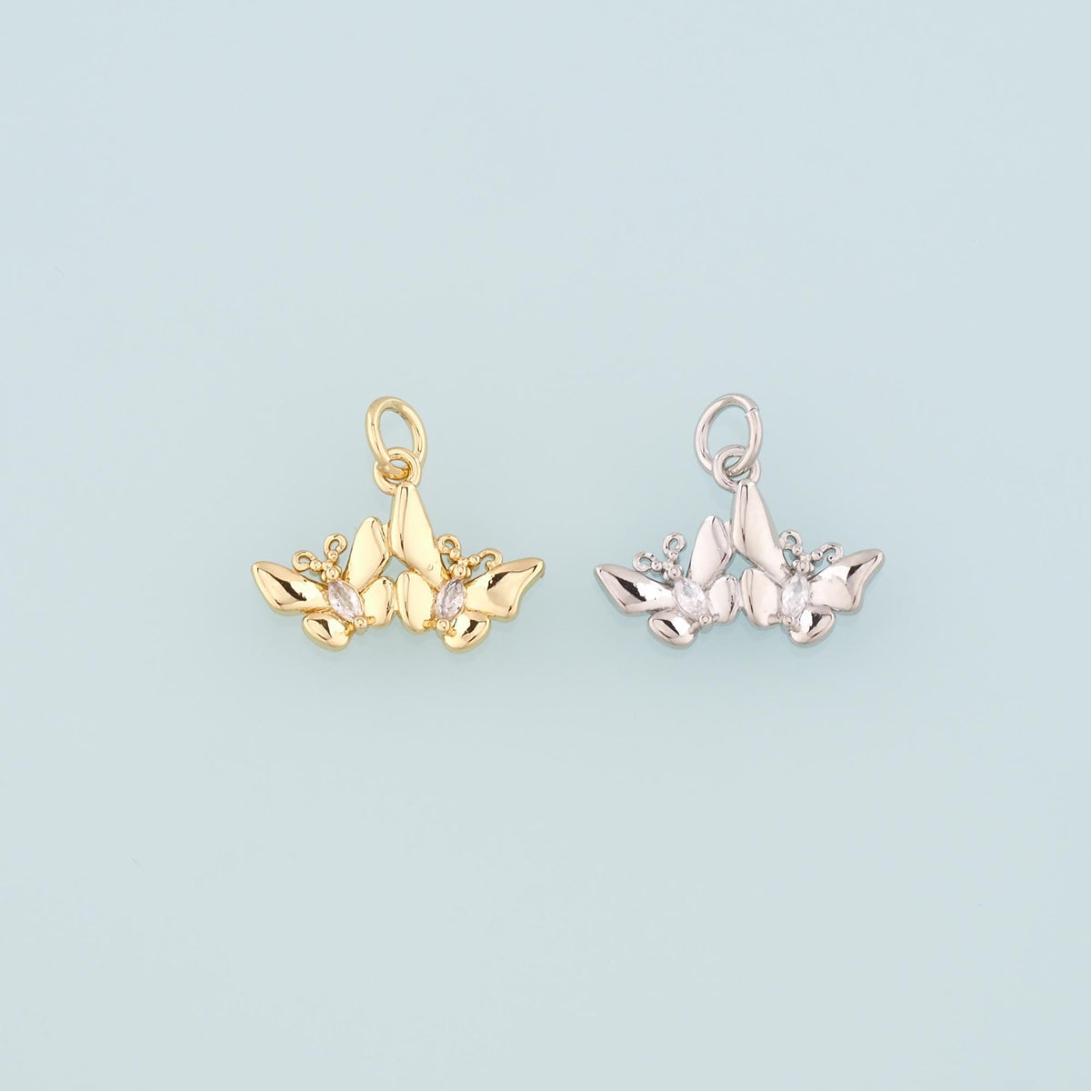 18K Gold Filled Butterfly CZ Charm Pendant for Jewelry Making