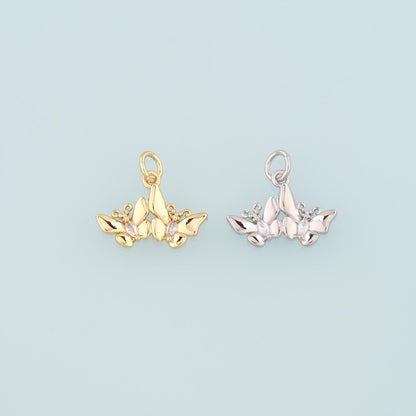 18K Gold Filled Butterfly CZ Charm Pendant for Jewelry Making