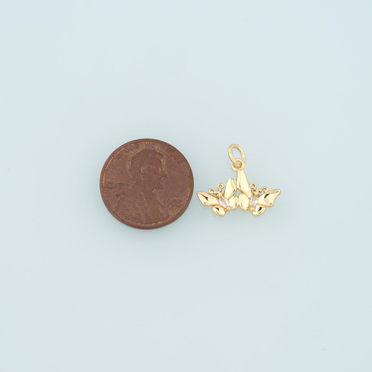 18K Gold Filled Butterfly CZ Charm Pendant for Jewelry Making