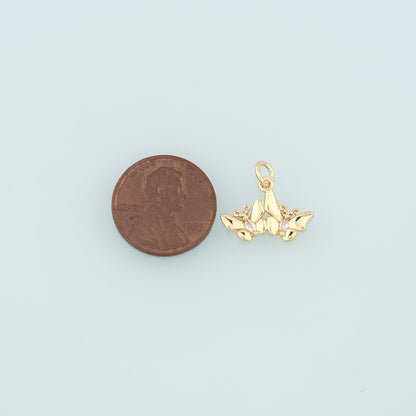 18K Gold Filled Butterfly CZ Charm Pendant for Jewelry Making