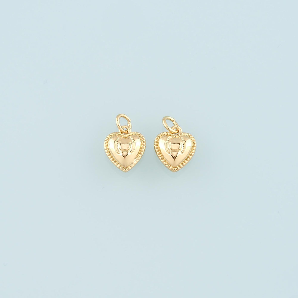 Gold Heart Charms,18K Gold Filled Heart Pendant,Dainty Heart Charm Bracelet Necklace for DIY Jewelry Making Supply