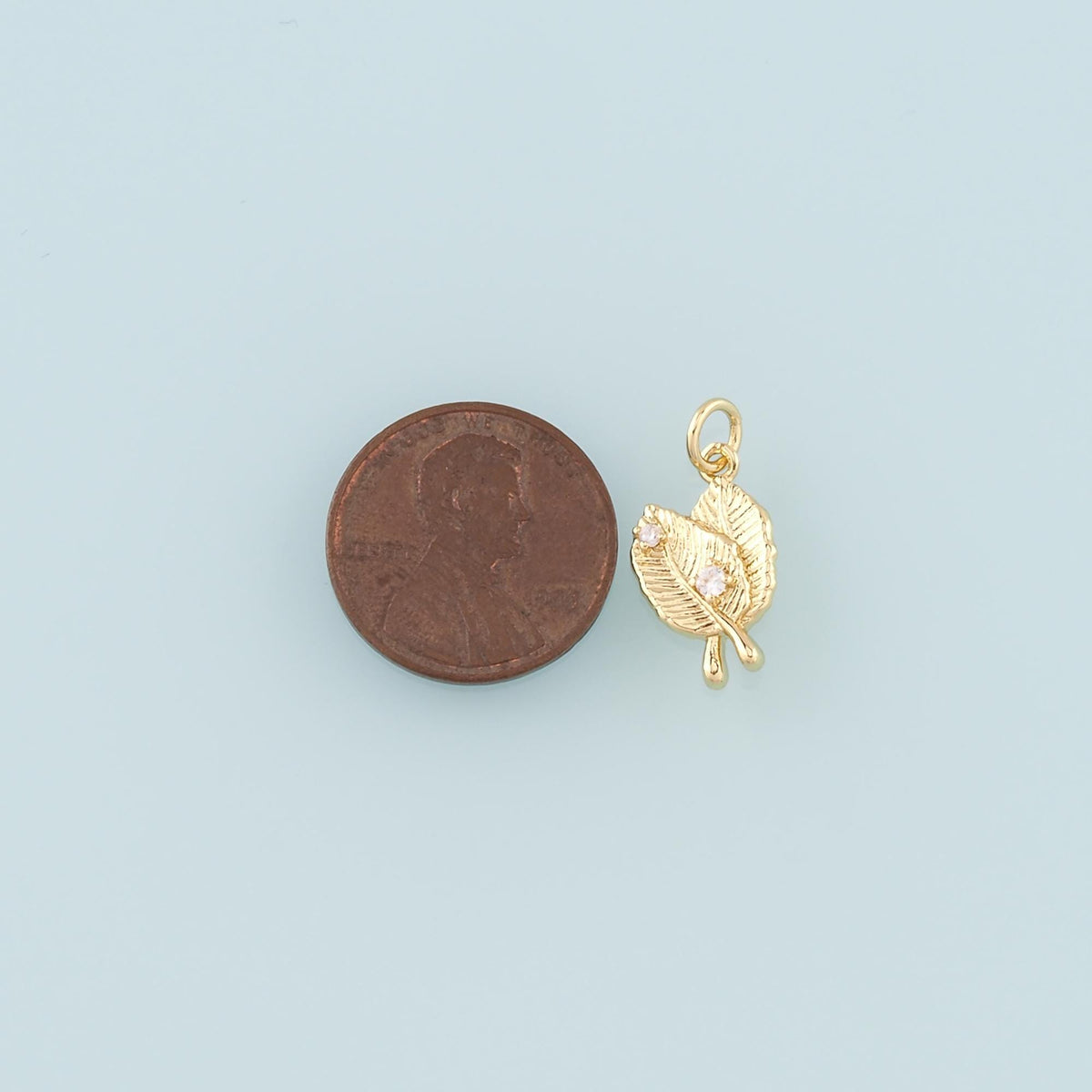 18K Gold Filled Leaf Pendant,CZ Micro Pave Leaf Charm Bracelet Necklace for DIY Jewelry Making Supply