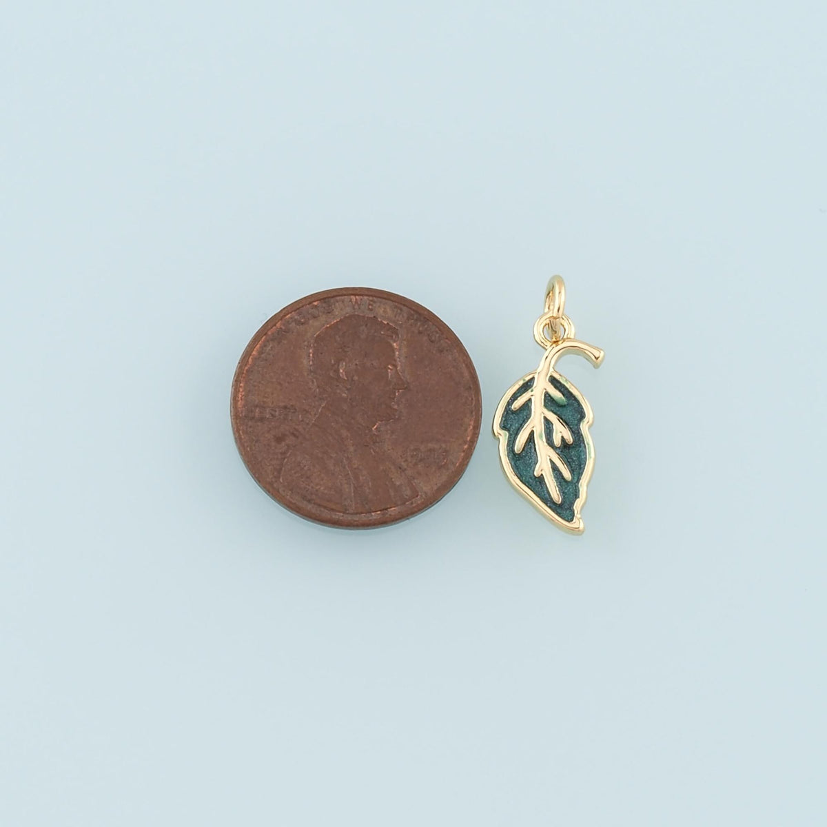 18K Gold Filled Leaf Pendant,Enamel Leaf Charm Bracelet Necklace for DIY Jewelry Making Supply