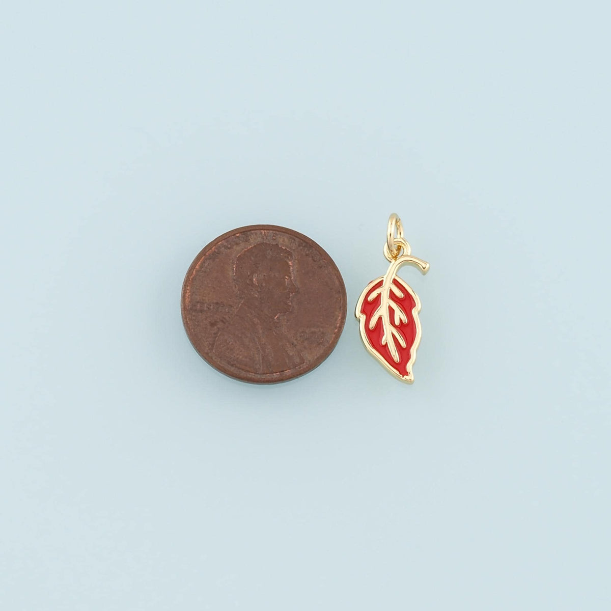18K Gold Filled Leaf Pendant,Enamel Leaf Charm Bracelet Necklace for DIY Jewelry Making Supply