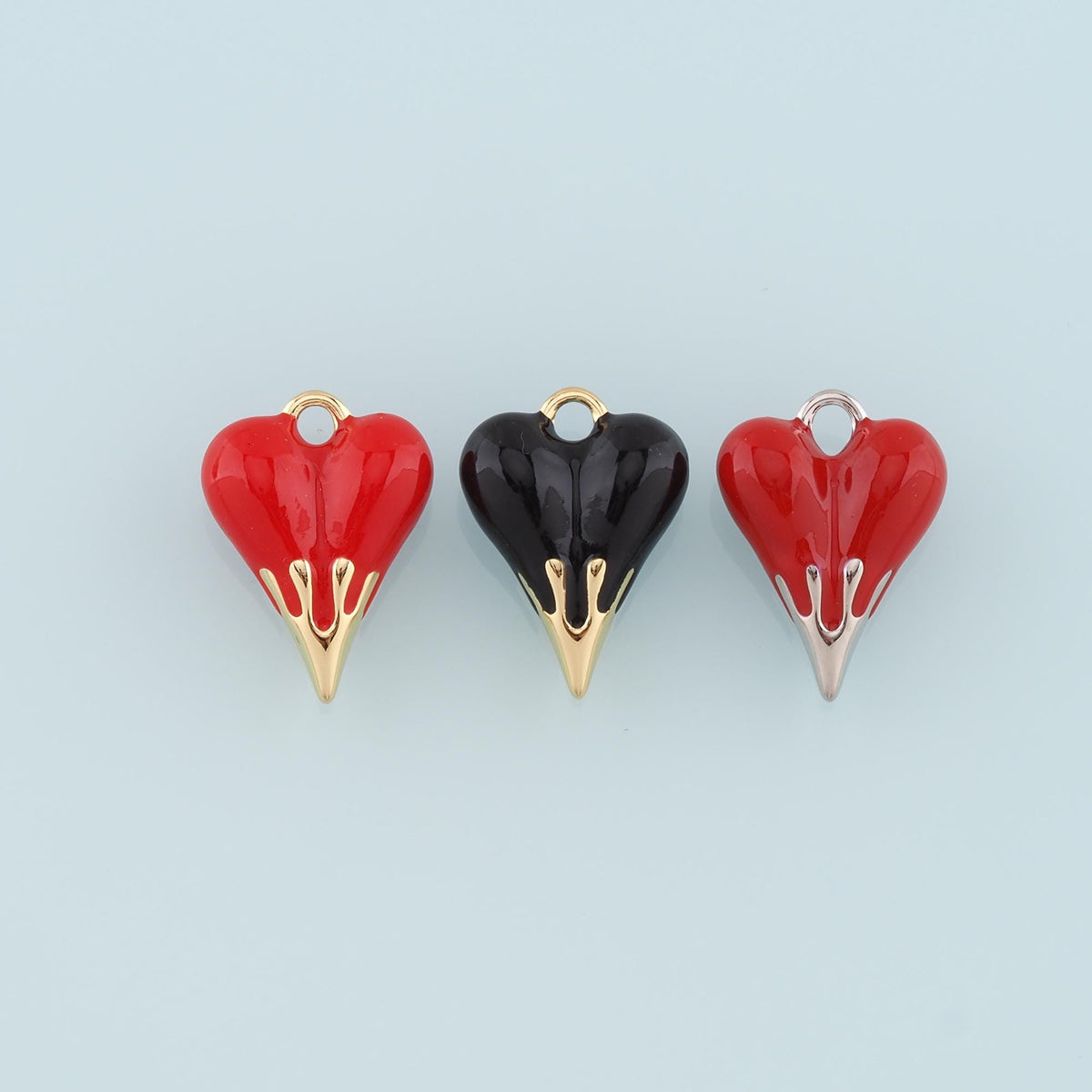 18K Gold Filled Enamel Heart Charm Pendant for Jewelry Making