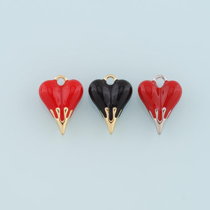 18K Gold Filled Enamel Heart Charm Pendant for Jewelry Making
