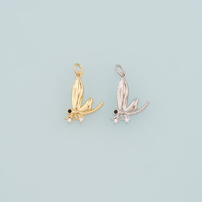 Gold Dragonfly Charms,18K Gold Filled Dragonfly Pendant,CZ Dragonfly Charm Bracelet Necklace for DIY Jewelry Making Supply