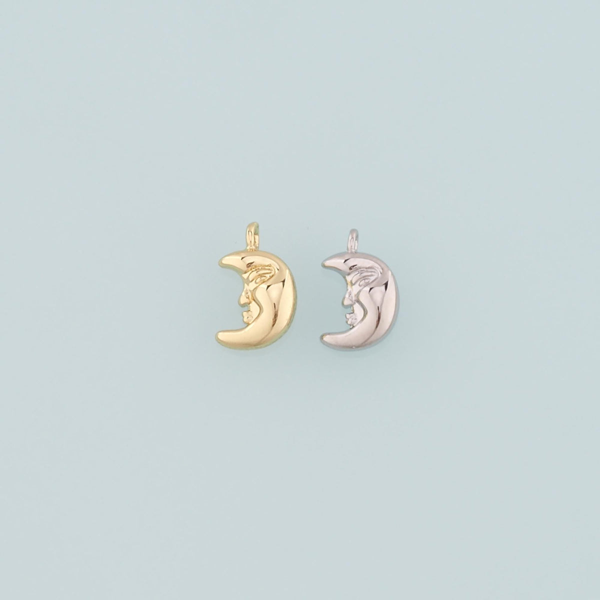 18K Gold Filled Moon Pendant,Celestial Charm Bracelet Necklace for DIY Jewelry Making Supply