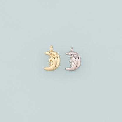 18K Gold Filled Moon Pendant,Celestial Charm Bracelet Necklace for DIY Jewelry Making Supply