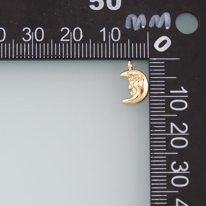 18K Gold Filled Moon Pendant,Celestial Charm Bracelet Necklace for DIY Jewelry Making Supply