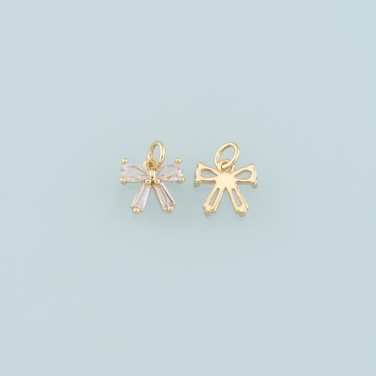 Gold Bow Charms,18K Gold Filled Bow Pendant,bow tie Charm Bracelet Necklace for DIY Jewelry Making Supply