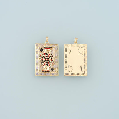 Gold Poker Charms,18K Gold Filled Poker Pendant,CZ Micro Pave Playing Card Charm Bracelet Necklace for DIY Jewelry Making Sup