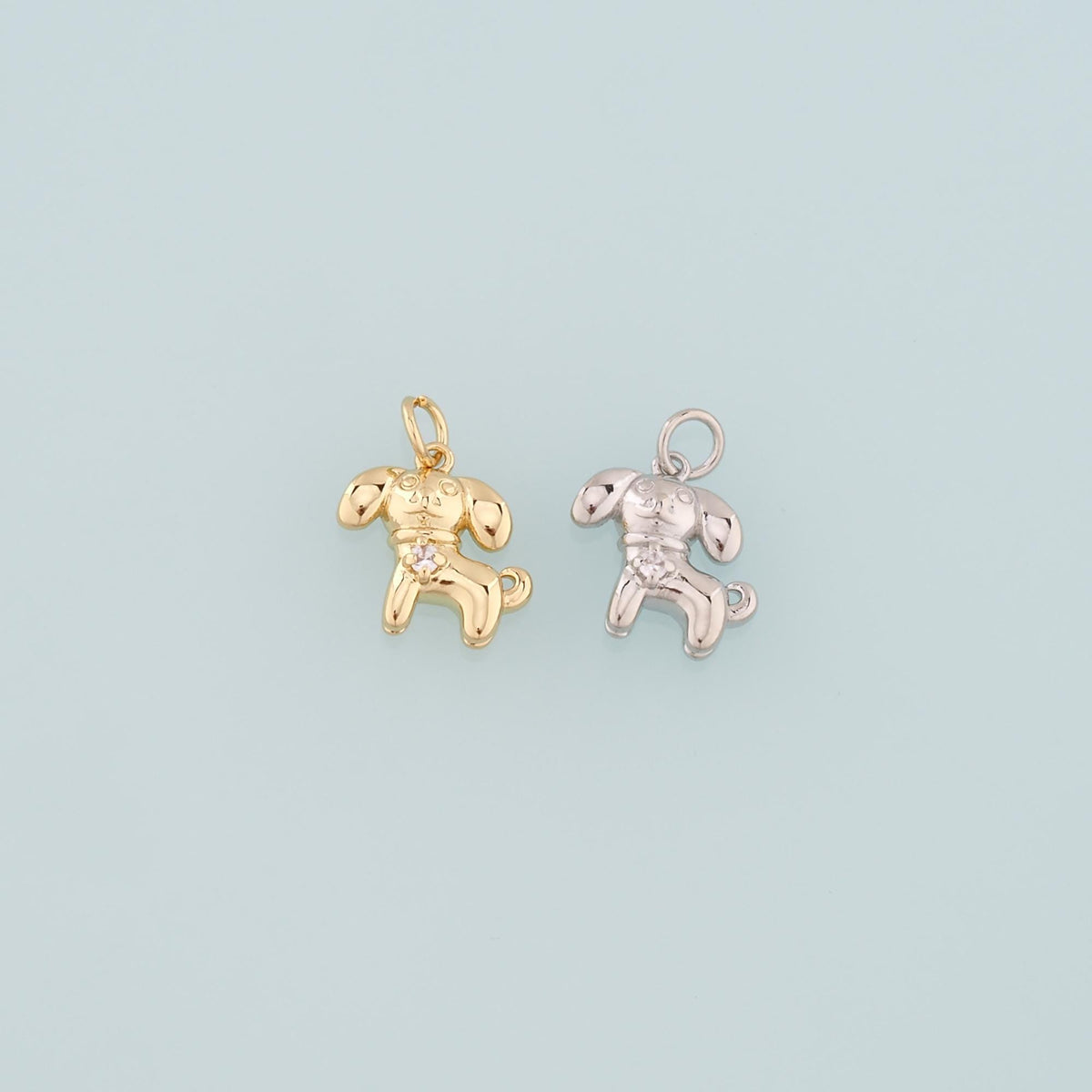 18K Gold Filled Dog CZ Charm Pendant for Jewelry Making