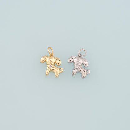 18K Gold Filled Dog CZ Charm Pendant for Jewelry Making