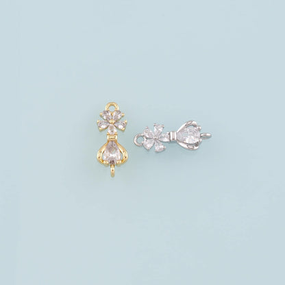 18K Gold Filled Flower CZ Charm Pendant for Jewelry Making