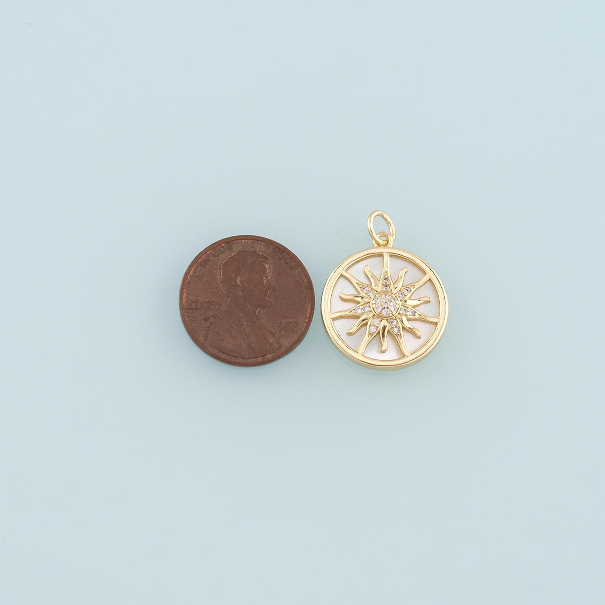 18K Gold Filled Sun CZ Charm Pendant for Jewelry Making
