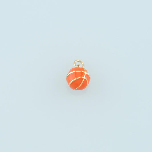 18K Gold Filled Basketball Pendant,Enamel Ball Charm Bracelet Necklace for DIY Jewelry Making Supply
