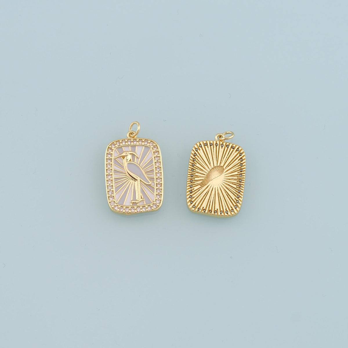 Gold Crane Charms,18K Gold Filled Bird Pendant,Enamel Crane Charm Bracelet Necklace for DIY Jewelry Making Supply