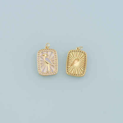 Gold Crane Charms,18K Gold Filled Bird Pendant,Enamel Crane Charm Bracelet Necklace for DIY Jewelry Making Supply