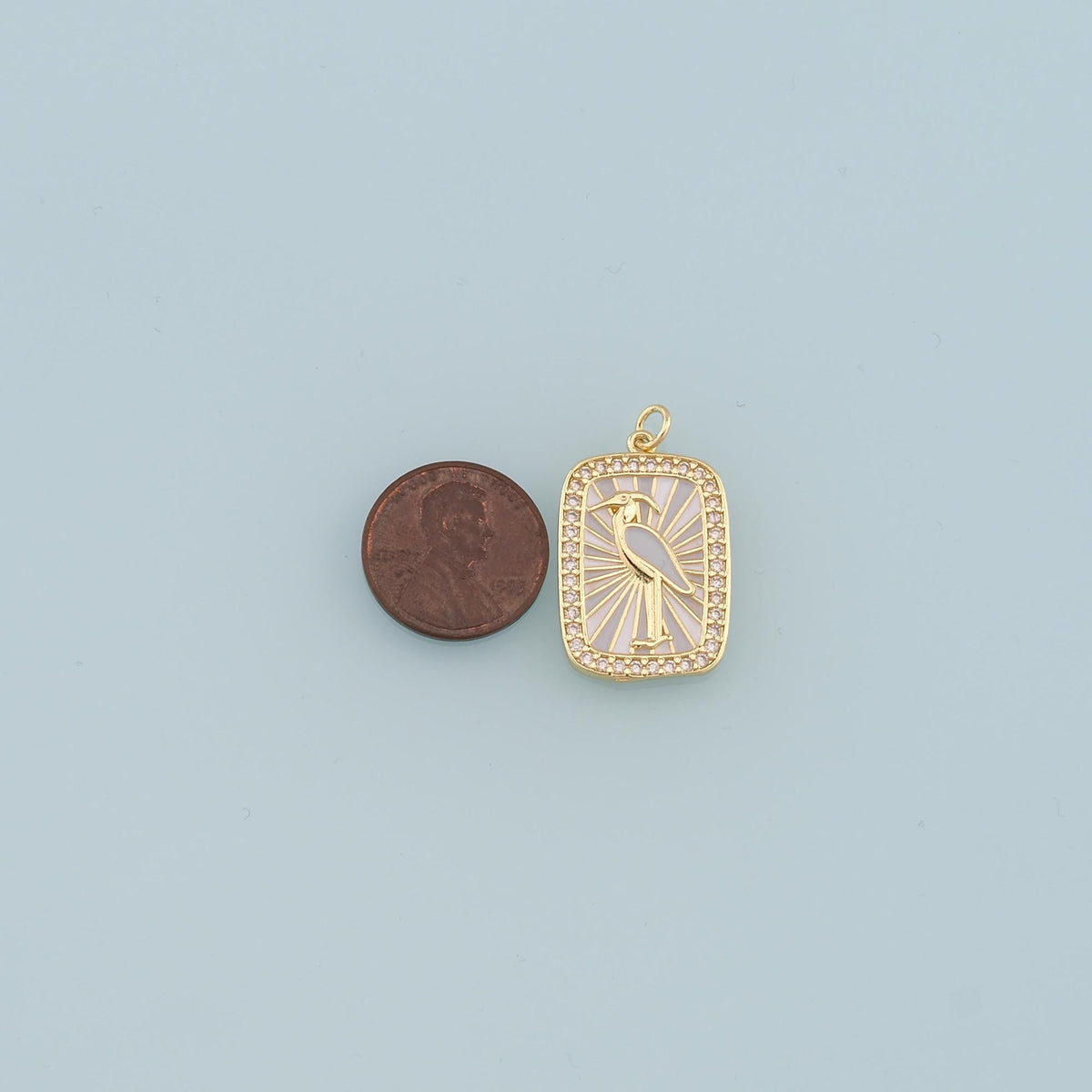 Gold Crane Charms,18K Gold Filled Bird Pendant,Enamel Crane Charm Bracelet Necklace for DIY Jewelry Making Supply