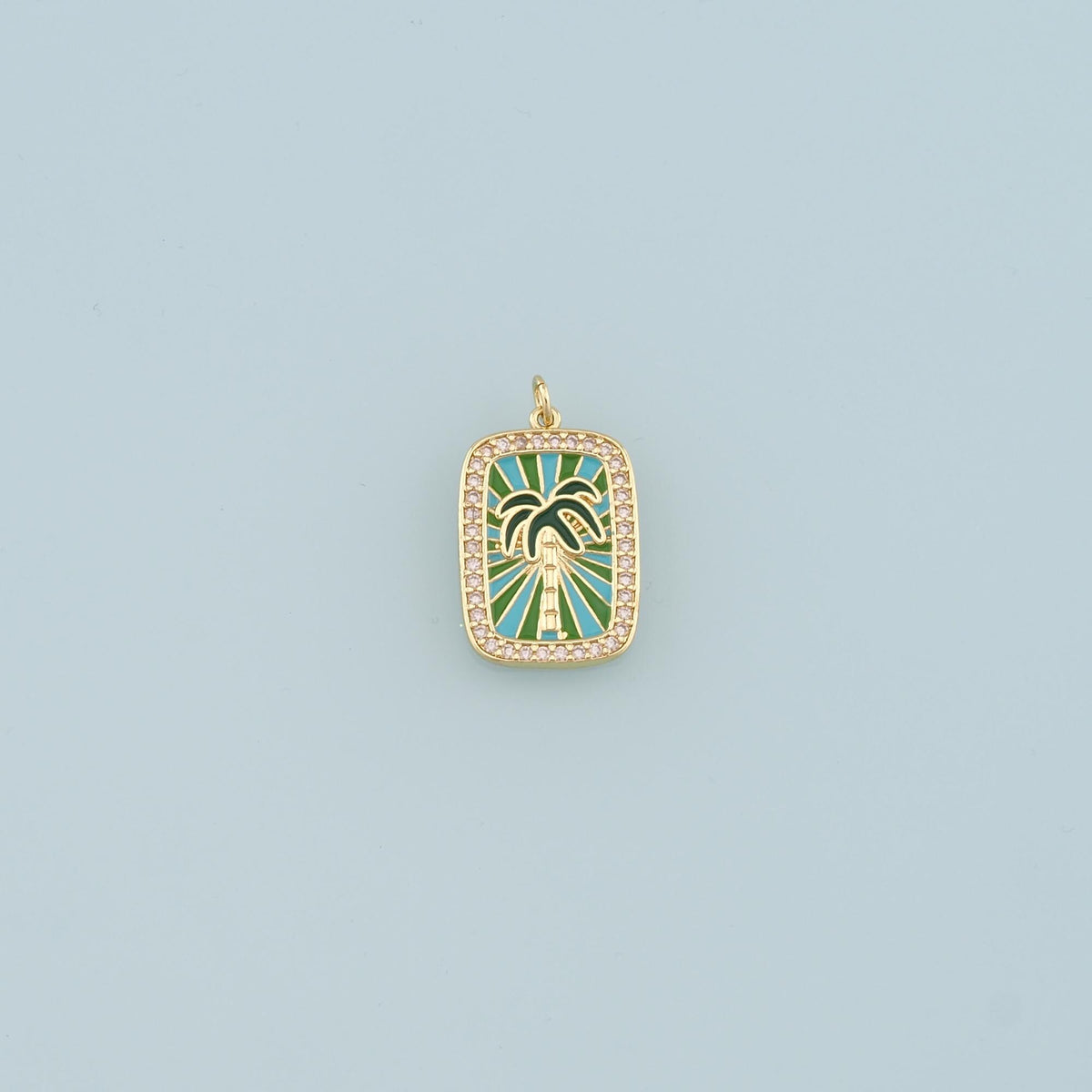 Gold Palm Tree Charms,18K Gold Filled Palm tree Pendant,Enamel coconut tree Charm Bracelet Necklace for DIY Jewelry Making Su