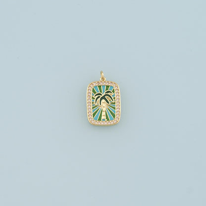 Gold Palm Tree Charms,18K Gold Filled Palm tree Pendant,Enamel coconut tree Charm Bracelet Necklace for DIY Jewelry Making Su