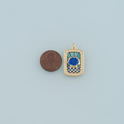 18K Gold Filled Shell Enamel CZ Charm Pendant for Jewelry Making