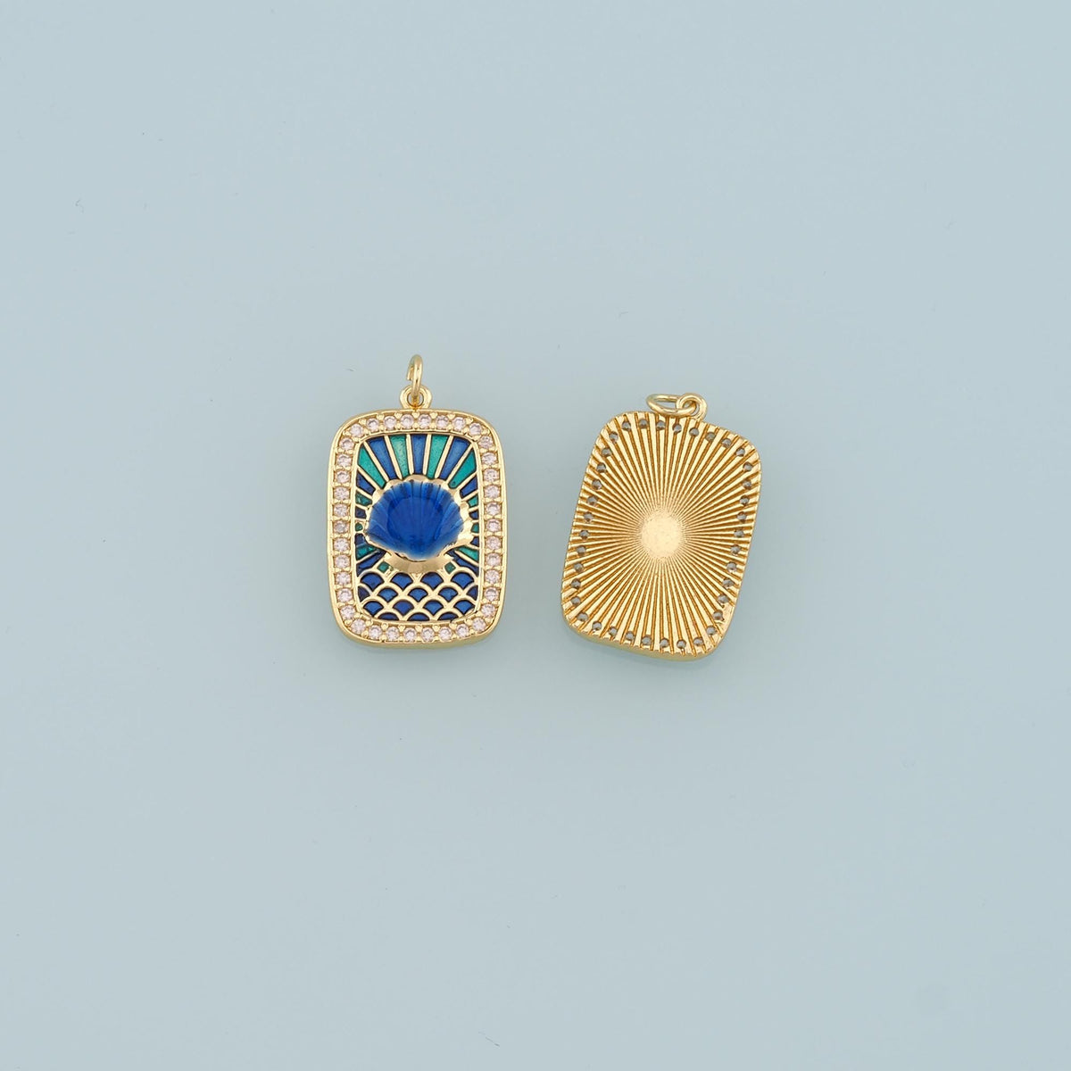18K Gold Filled Shell Enamel CZ Charm Pendant for Jewelry Making