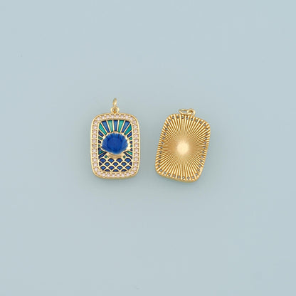 Gold Shell Charms,18K Gold Filled CZ Conch Shell Pendant,Enamel Conch Shell Charm Bracelet Necklace for DIY Jewelry Making Su