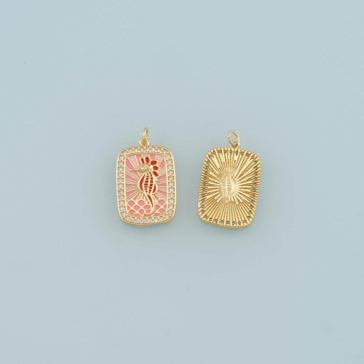 Gold Seahorse Charms,18K Gold Filled CZ Seahorse Pendant,Enamel Seahorse Charm Bracelet Necklace for DIY Jewelry Making Suppl