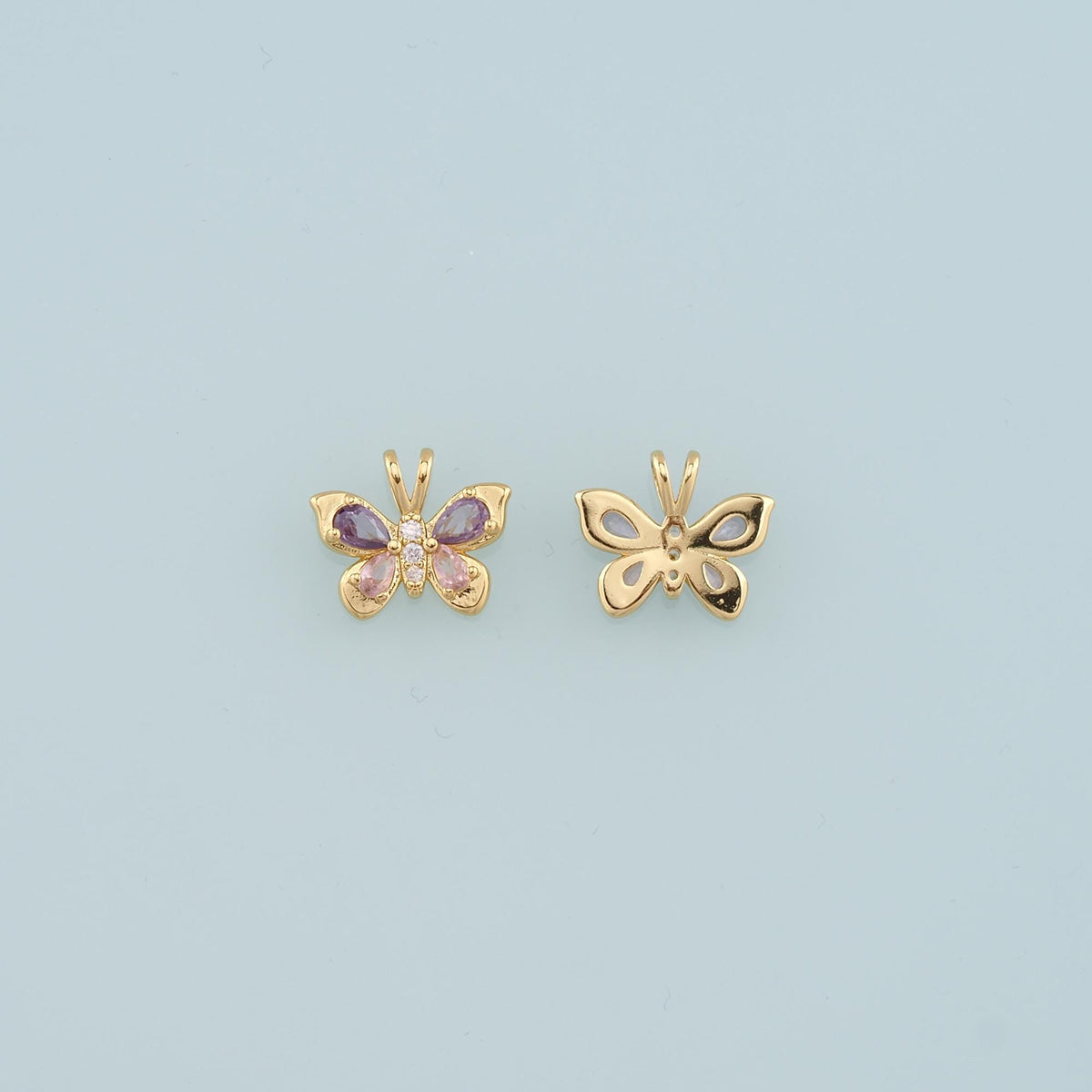 18K Gold Filled Butterfly Pendant,Dainty Butterfly Charm Bracelet Necklace for DIY Jewelry Making Supply