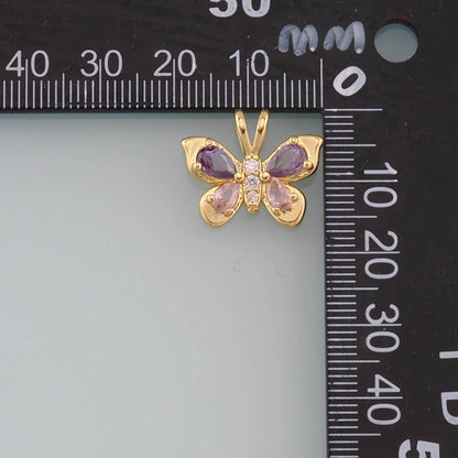 18K Gold Filled Butterfly Pendant,Dainty Butterfly Charm Bracelet Necklace for DIY Jewelry Making Supply