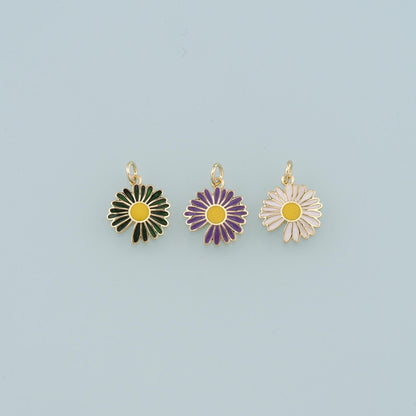 Gold daisy Charms,18K Gold Filled daisy Pendant,daisy Charm Bracelet Necklace for DIY Jewelry Making Supply