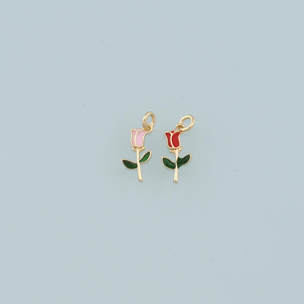 18K Gold Filled Enamel Flower Charm Pendant for Jewelry Making