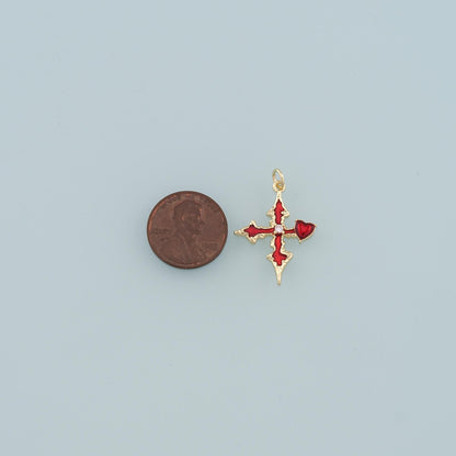 18K Gold Filled Cross Enamel Charm Pendant for Jewelry Making