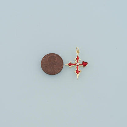 Gold Cross Charms,18K Gold Filled Enamel Cross Pendant,Protect Religious Charm Bracelet Necklace for DIY Jewelry Making Suppl